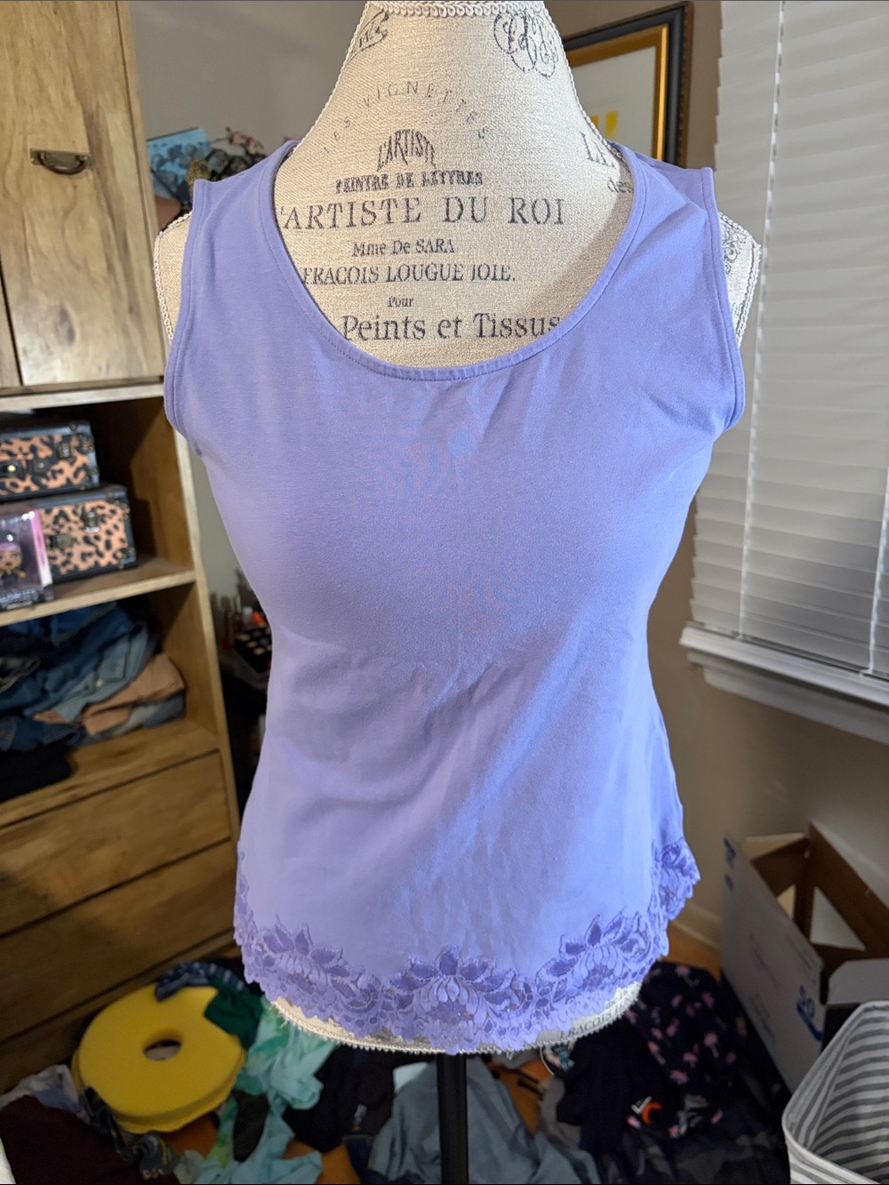 Sleeveless Coldwater Creek Lavender Floral-Hem Tank Top - medium